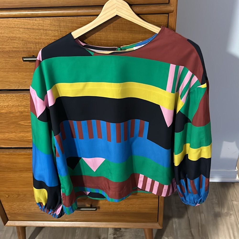 Multicolour geometric print blouse size 6 (AU10)